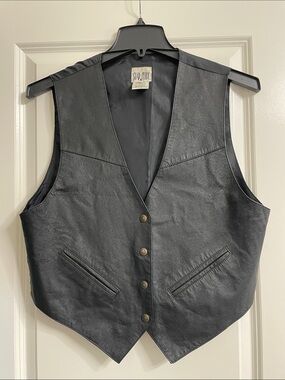 Star Cody Vintage Black Leather Vest Size Large